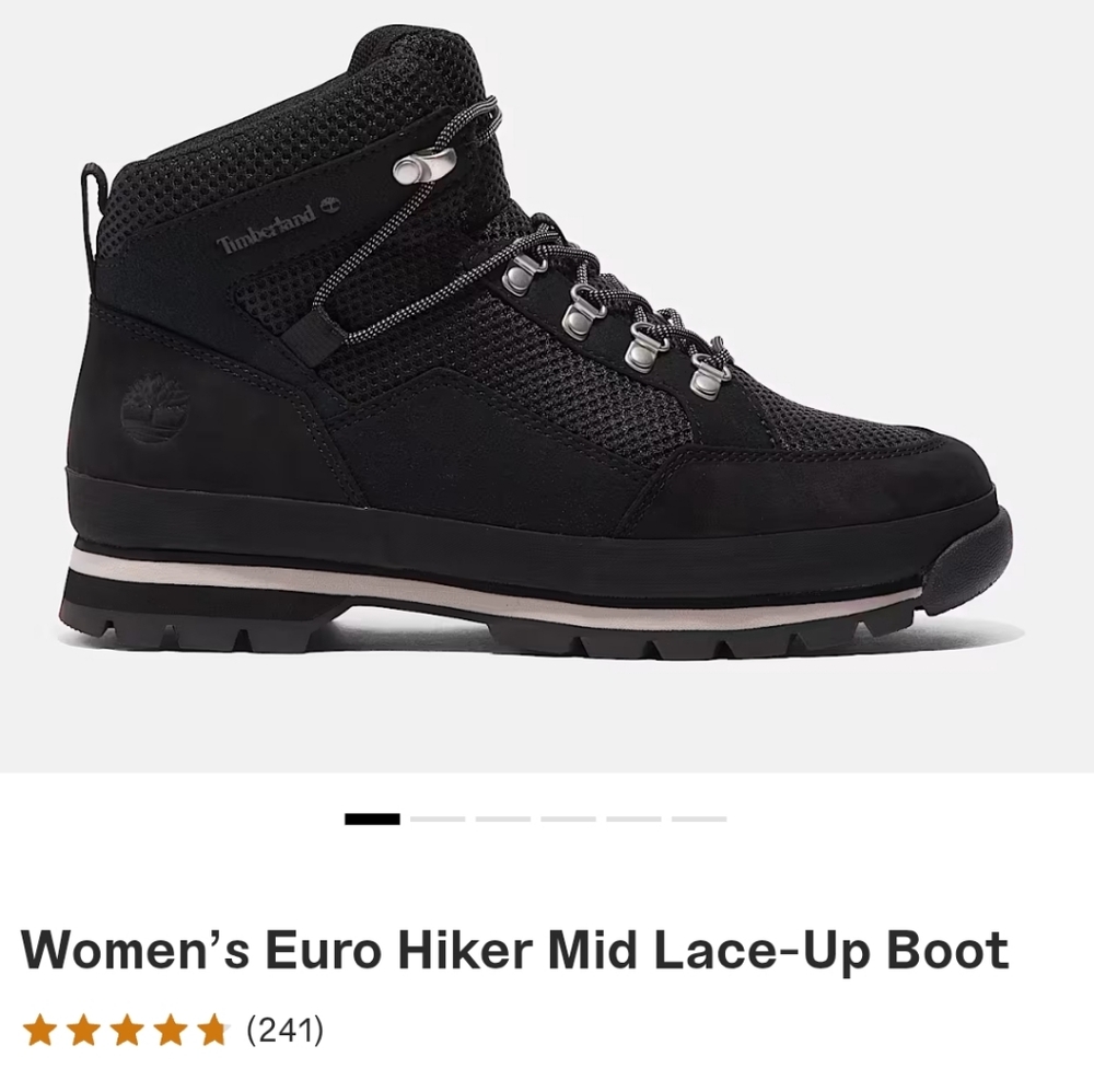 Timberland Women's Euro Hiker Mid Lace-Up Boot - Black and Blue.